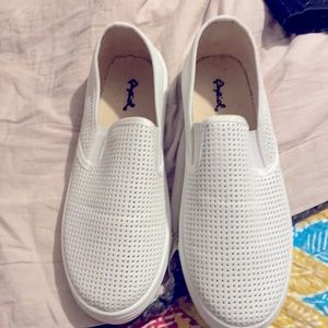 Qupid White Size 10 slip on tennis shoes.